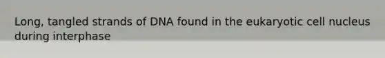 Long, tangled strands of DNA found in the eukaryotic cell nucleus during interphase