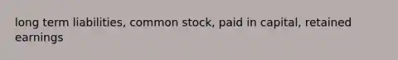 long term liabilities, common stock, paid in capital, retained earnings