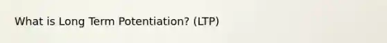 What is Long Term Potentiation? (LTP)