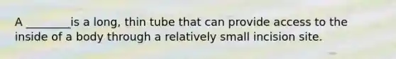 A ________is a long, thin tube that can provide access to the inside of a body through a relatively small incision site.