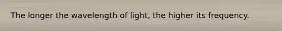 The longer the wavelength of light, the higher its frequency.