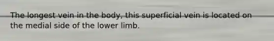 The longest vein in the body, this superficial vein is located on the medial side of the lower limb.