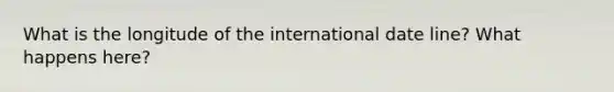 What is the longitude of the international date line? What happens here?