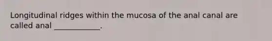 Longitudinal ridges within the mucosa of the anal canal are called anal ____________.