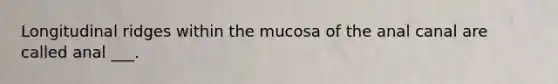 Longitudinal ridges within the mucosa of the anal canal are called anal ___.