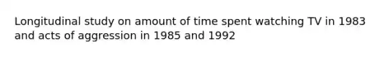 Longitudinal study on amount of time spent watching TV in 1983 and acts of aggression in 1985 and 1992