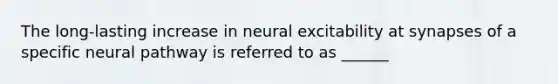 The long-lasting increase in neural excitability at synapses of a specific neural pathway is referred to as ______