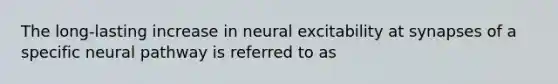 The long-lasting increase in neural excitability at synapses of a specific neural pathway is referred to as