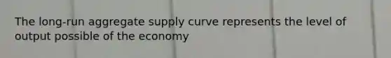 The long-run aggregate supply curve represents the level of output possible of the economy