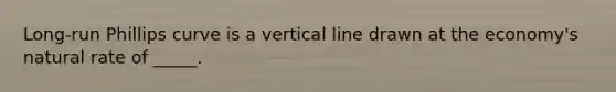 Long-run Phillips curve is a vertical line drawn at the economy's natural rate of _____.