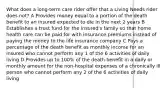 What does a long-term care rider offer that a Living Needs rider does not? A Provides money equal to a portion of the death benefit to an insured expected to die in the next 2 years B Establishes a trust fund for the insured's family so that home health care can be paid for with insurance premiums instead of paying the money to the life insurance company C Pays a percentage of the death benefit as monthly income for an insured who cannot perform any 1 of the 6 activities of daily living D Provides up to 100% of the death benefit in a daily or monthly amount for the non-hospital expenses of a chronically ill person who cannot perform any 2 of the 6 activities of daily living