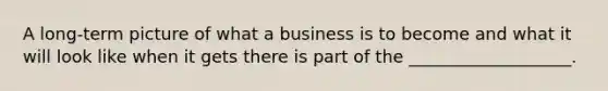 A long-term picture of what a business is to become and what it will look like when it gets there is part of the ___________________.