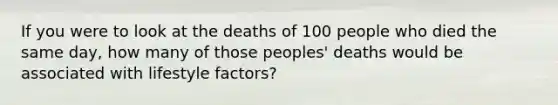 If you were to look at the deaths of 100 people who died the same day, how many of those peoples' deaths would be associated with lifestyle factors?