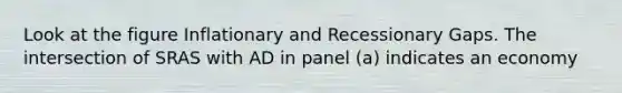 Look at the figure Inflationary and Recessionary Gaps. The intersection of SRAS with AD in panel (a) indicates an economy