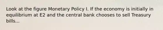 Look at the figure Monetary Policy I. If the economy is initially in equilibrium at E2 and the central bank chooses to sell Treasury bills...