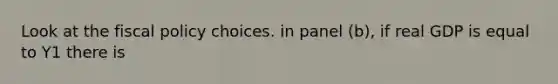 Look at the fiscal policy choices. in panel (b), if real GDP is equal to Y1 there is