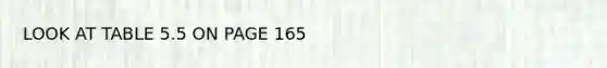 LOOK AT TABLE 5.5 ON PAGE 165