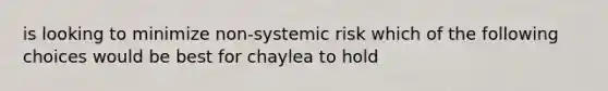 is looking to minimize non-systemic risk which of the following choices would be best for chaylea to hold