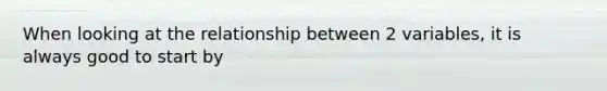 When looking at the relationship between 2 variables, it is always good to start by