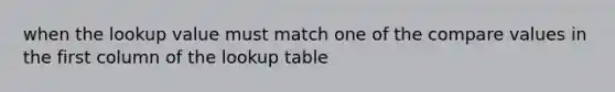 when the lookup value must match one of the compare values in the first column of the lookup table