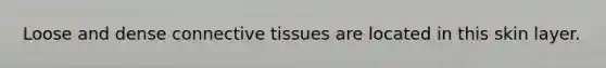 Loose and dense connective tissues are located in this skin layer.