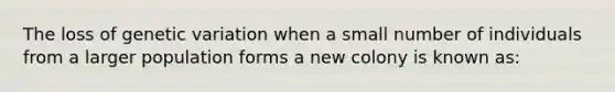 The loss of genetic variation when a small number of individuals from a larger population forms a new colony is known as: