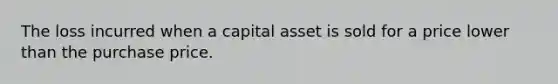 The loss incurred when a capital asset is sold for a price lower than the purchase price.