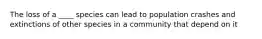 The loss of a ____ species can lead to population crashes and extinctions of other species in a community that depend on it