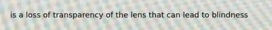 is a loss of transparency of the lens that can lead to blindness