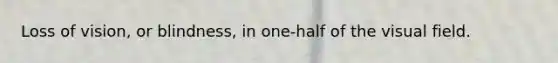 Loss of vision, or blindness, in one-half of the visual field.
