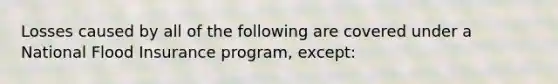 Losses caused by all of the following are covered under a National Flood Insurance program, except:
