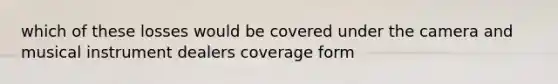 which of these losses would be covered under the camera and musical instrument dealers coverage form