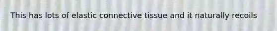 This has lots of elastic connective tissue and it naturally recoils