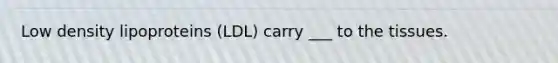 Low density lipoproteins (LDL) carry ___ to the tissues.