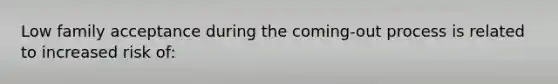 Low family acceptance during the coming-out process is related to increased risk of: