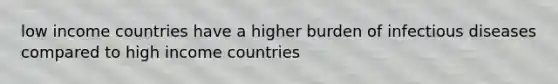 low income countries have a higher burden of infectious diseases compared to high income countries