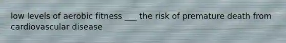 low levels of aerobic fitness ___ the risk of premature death from cardiovascular disease