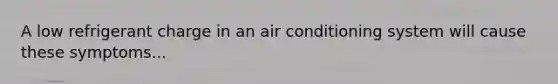 A low refrigerant charge in an air conditioning system will cause these symptoms...