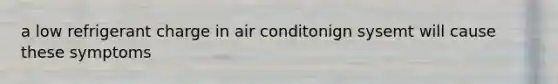 a low refrigerant charge in air conditonign sysemt will cause these symptoms