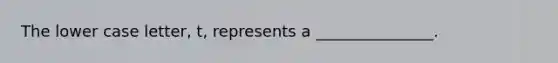 The lower case letter, t, represents a _______________.