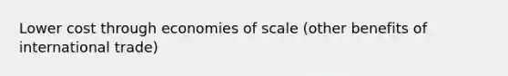 Lower cost through economies of scale (other benefits of international trade)