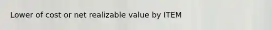 Lower of cost or net realizable value by ITEM