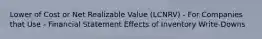 Lower of Cost or Net Realizable Value (LCNRV) - For Companies that Use - Financial Statement Effects of Inventory Write-Downs