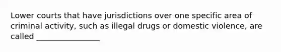 Lower courts that have jurisdictions over one specific area of criminal activity, such as illegal drugs or domestic violence, are called ________________