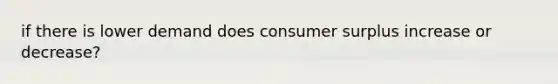 if there is lower demand does consumer surplus increase or decrease?