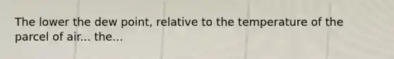 The lower the dew point, relative to the temperature of the parcel of air... the...