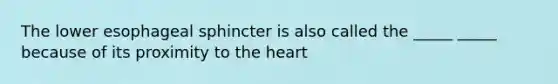 The lower esophageal sphincter is also called the _____ _____ because of its proximity to the heart