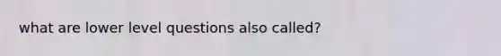 what are lower level questions also called?