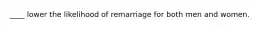 ____ lower the likelihood of remarriage for both men and women.