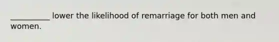 __________ lower the likelihood of remarriage for both men and women.